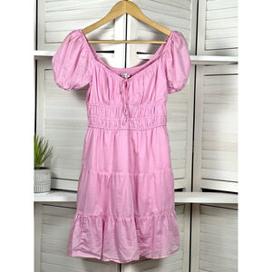 Hollister Milkmaid Pink Puff Sleeve Elegant Dress Size Small